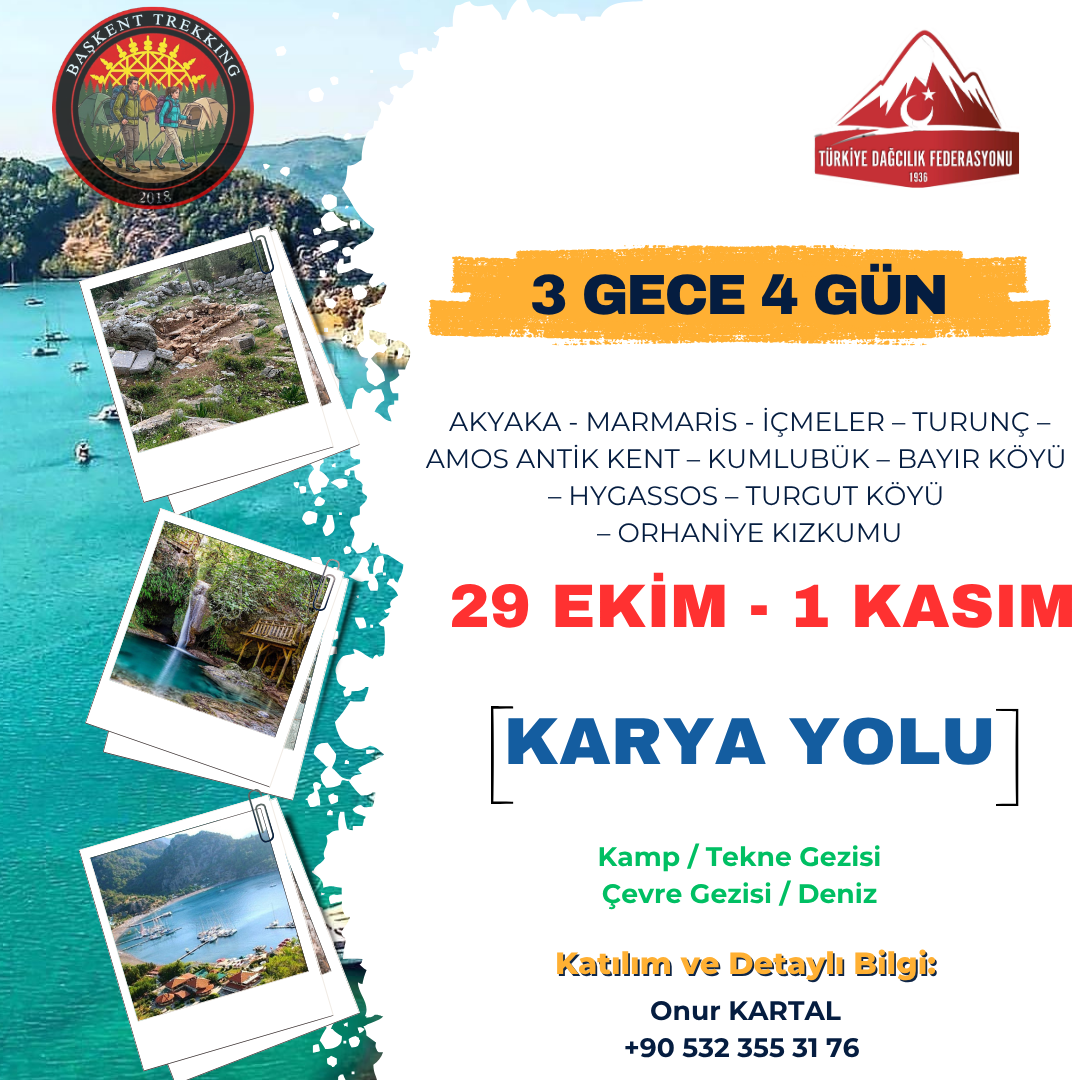 29 Ekim – 1 Kasım 2026 Karya Yolu – Cumhuriyet Yürüyüşü